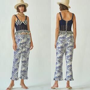 NWT Carolina K Wide Leg High Rise Reina Pants Blue White Size: Extra Small
